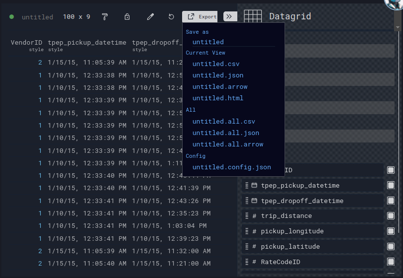 Export Options